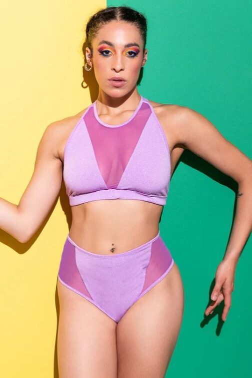Shorty triangle - Glitter Lilas