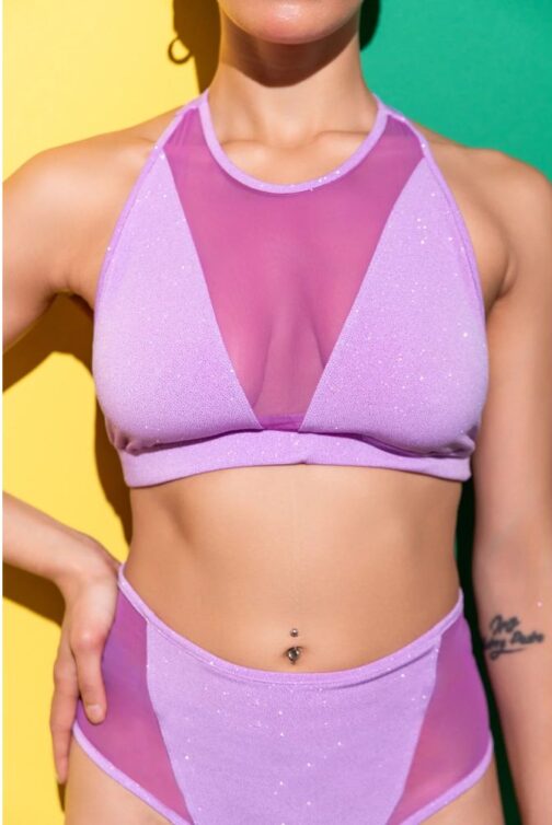 Top triangle - Glitter lilas